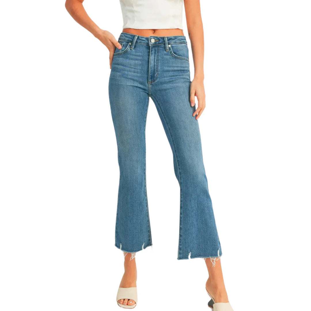 HR Crop Flare w/ Distressed Hem