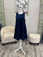 Navy Textured Mini Dress