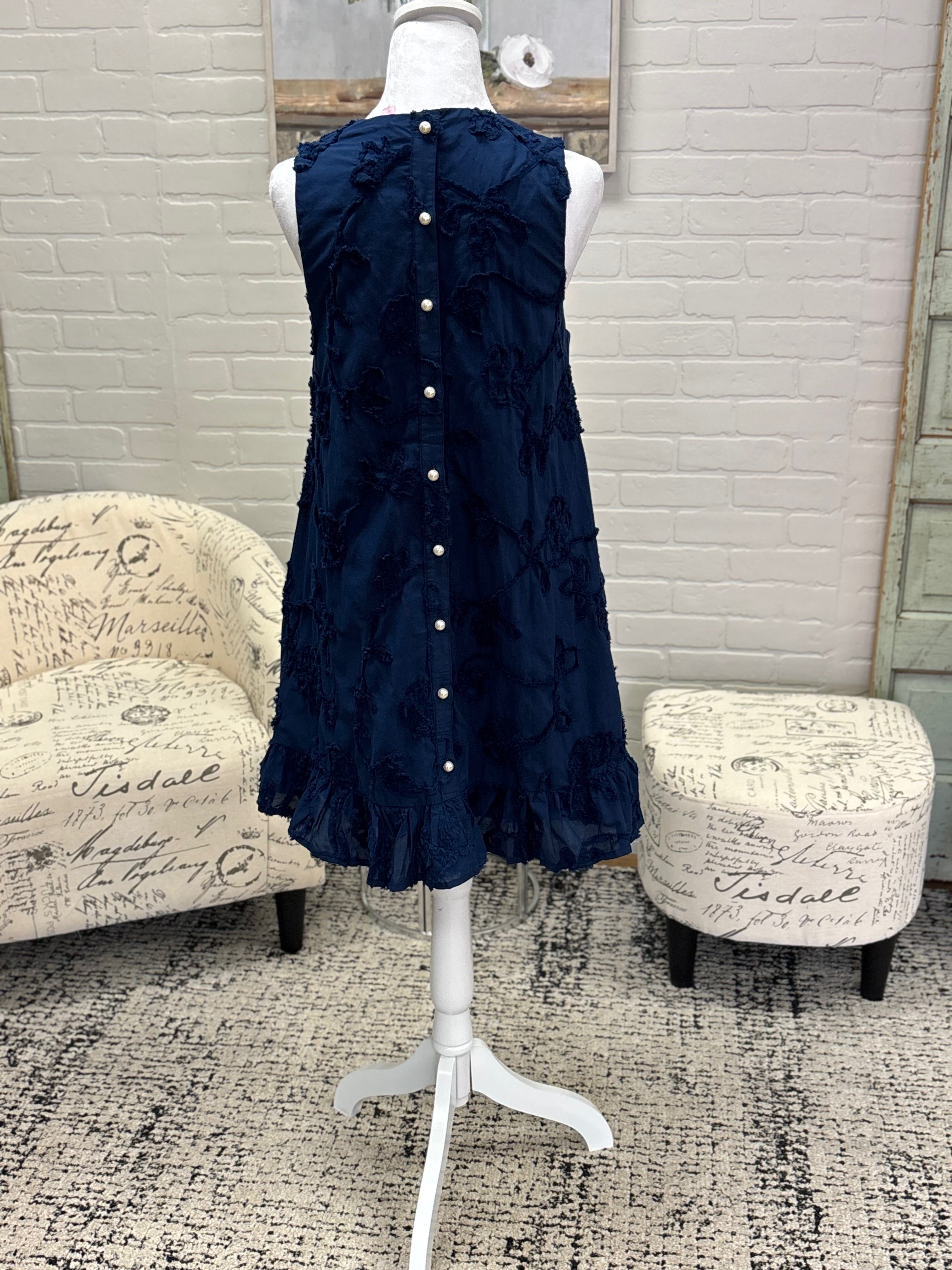 Navy Textured Mini Dress