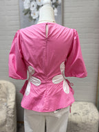 Pink Flower Peplum Top