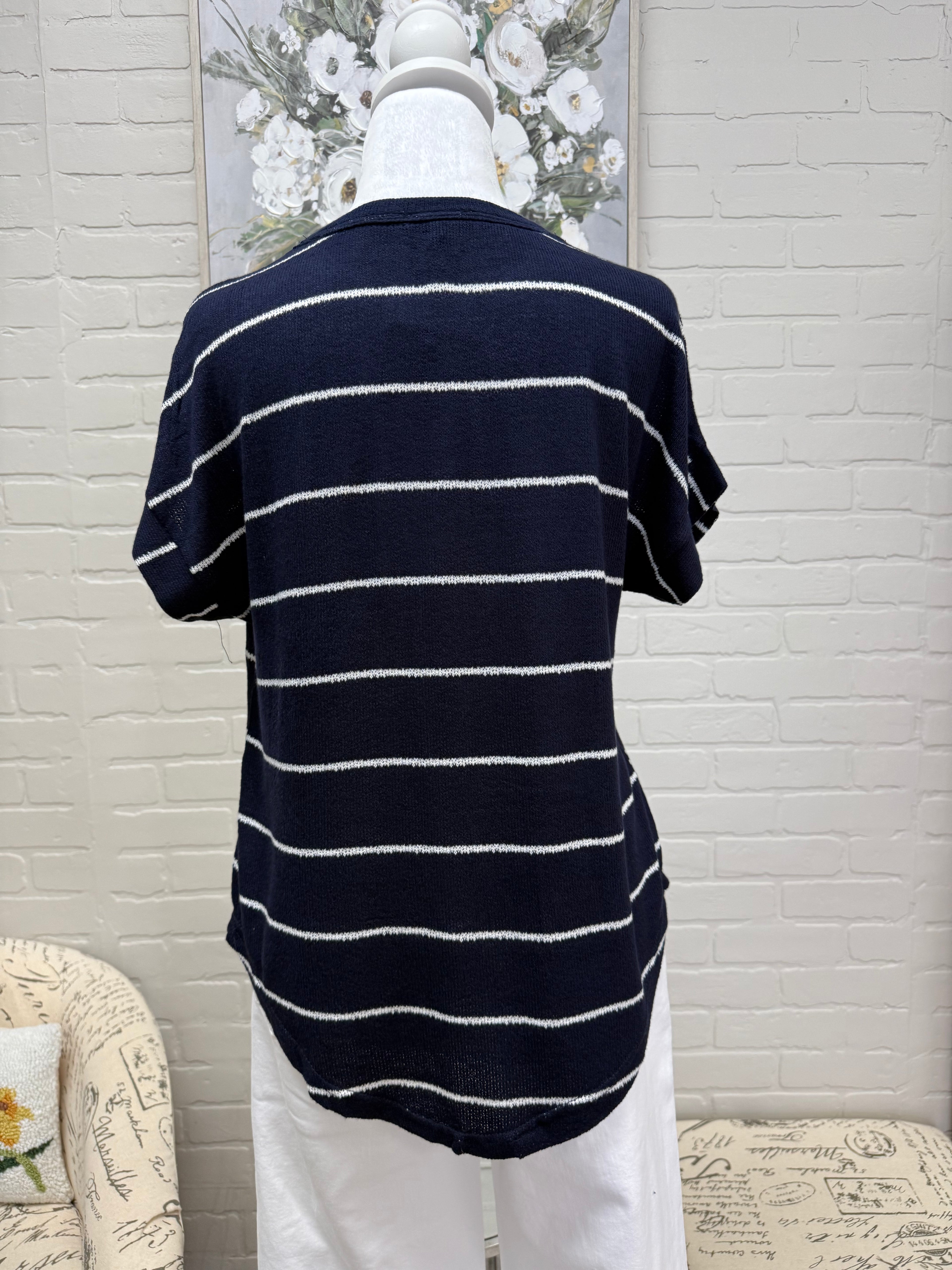 Navy Stripe Knit Top