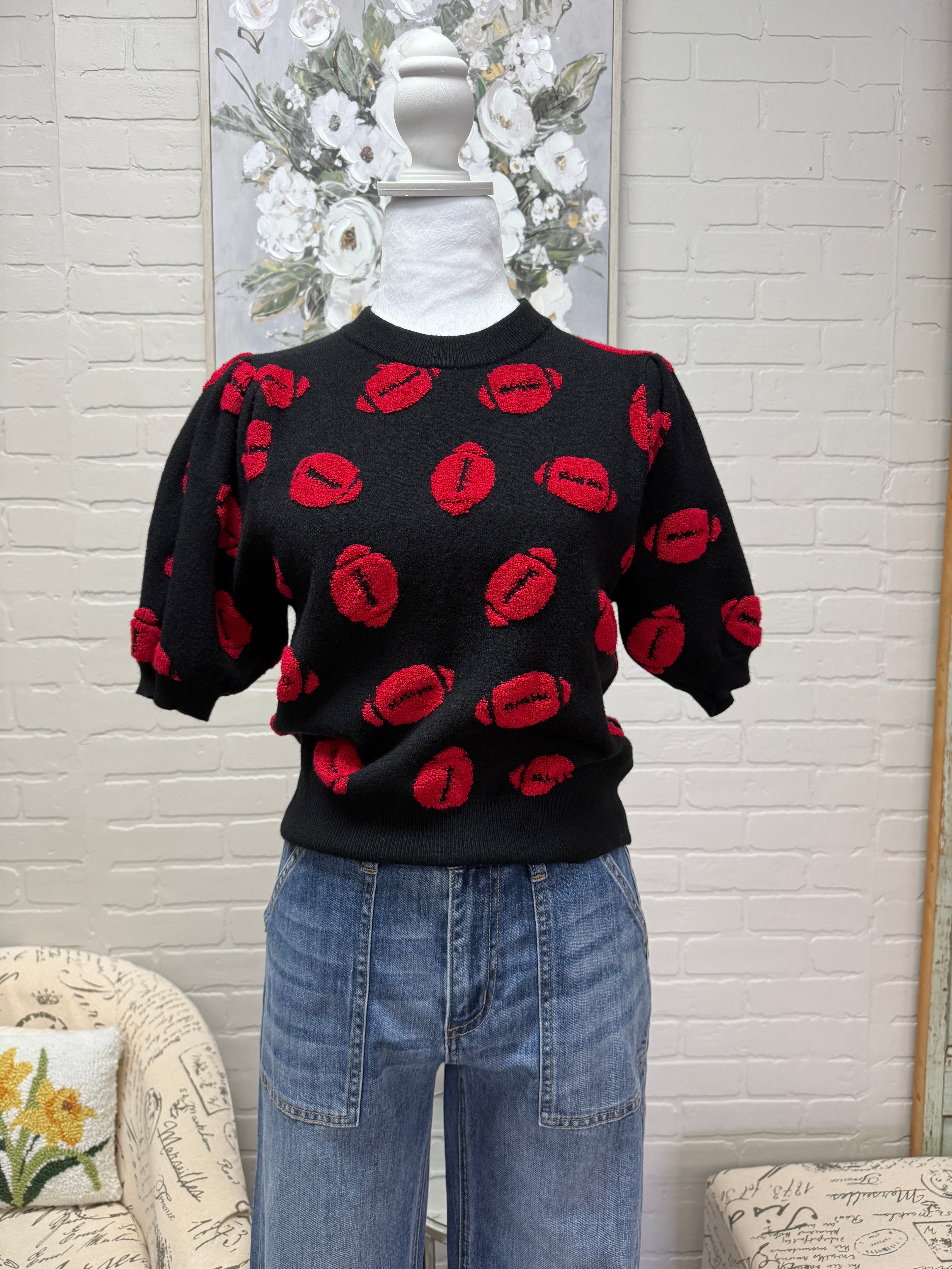 Black & Red Football Sweater