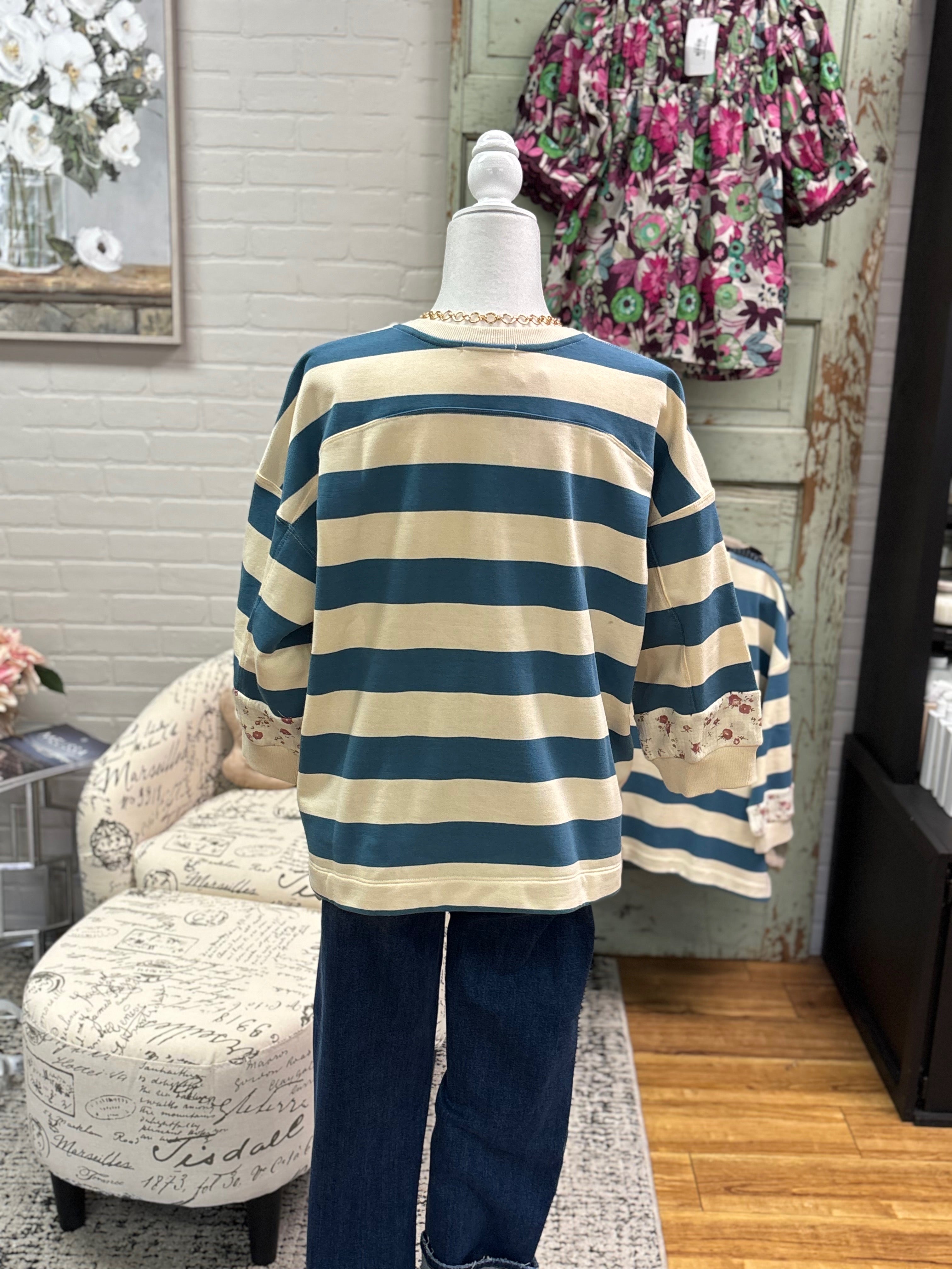 Cream and Blue Sweatshirt