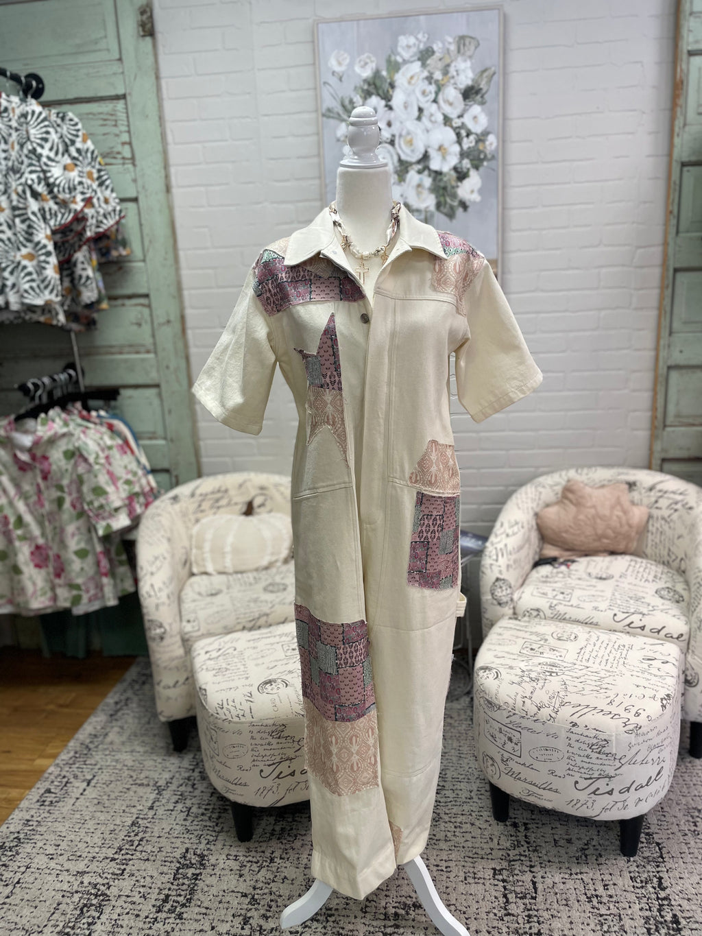 Cream Patchwork Jumpsuit