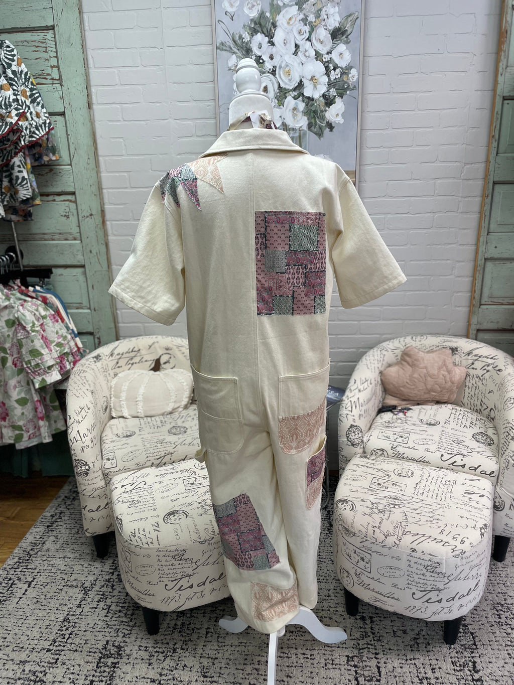 Cream Patchwork Jumpsuit