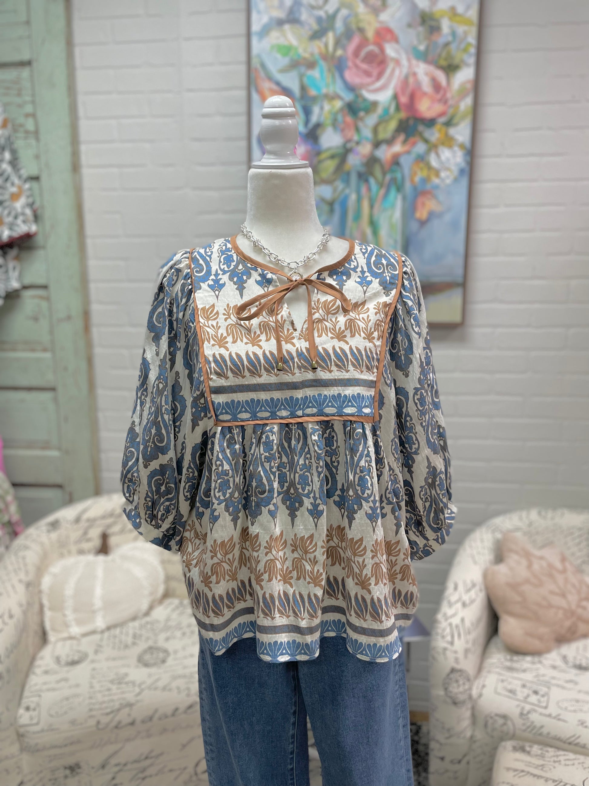 Slate Print Blouse