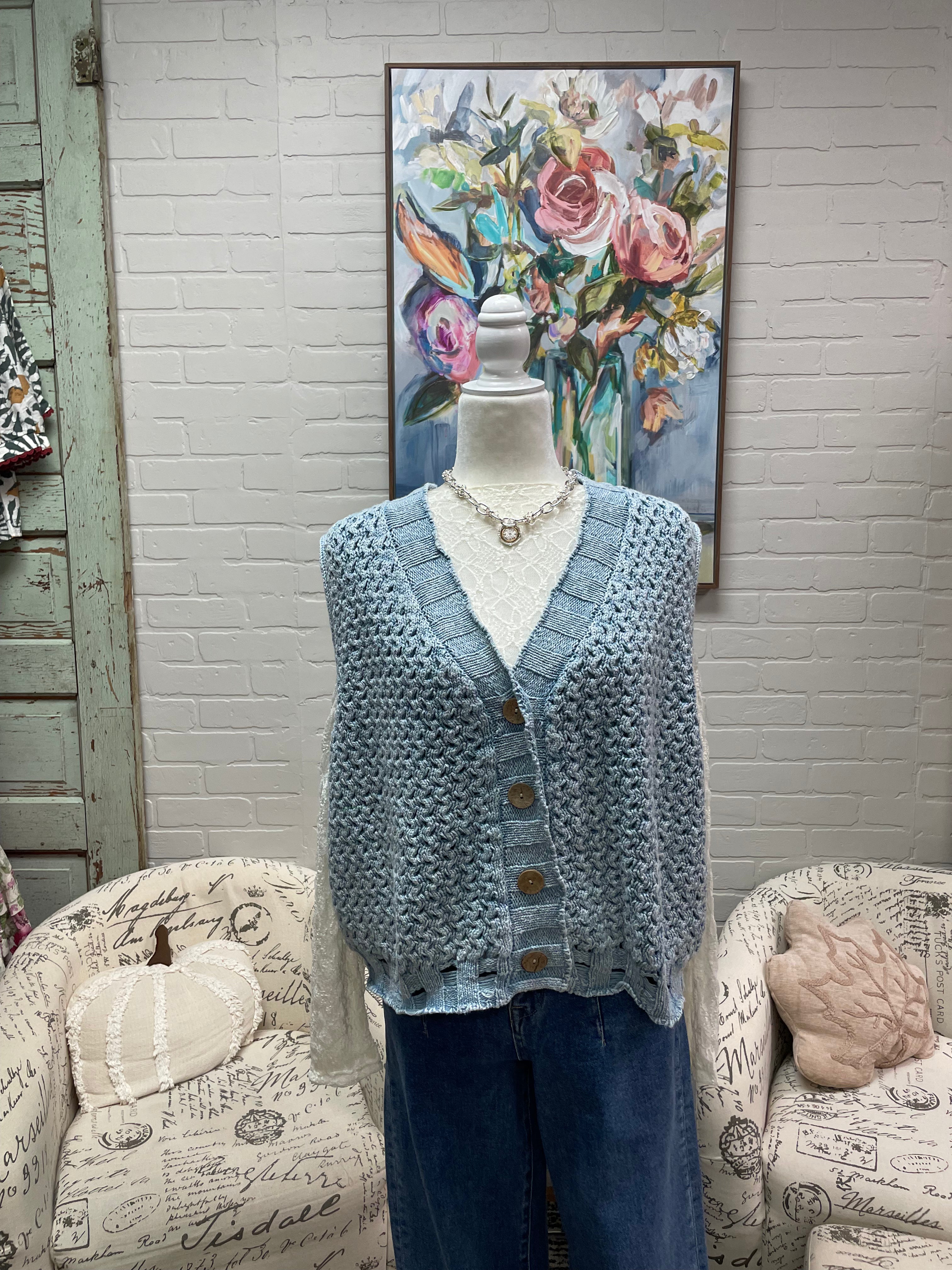 Denim Button-Up Sweater