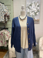 Navy Button Up Cardigan