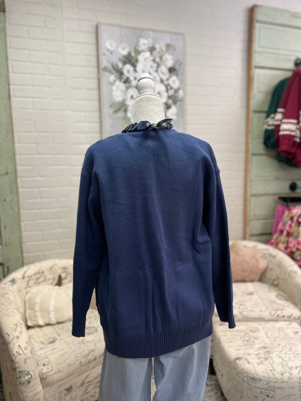 Navy Button Up Cardigan