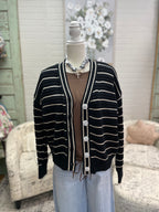 Black Striped Cardigan
