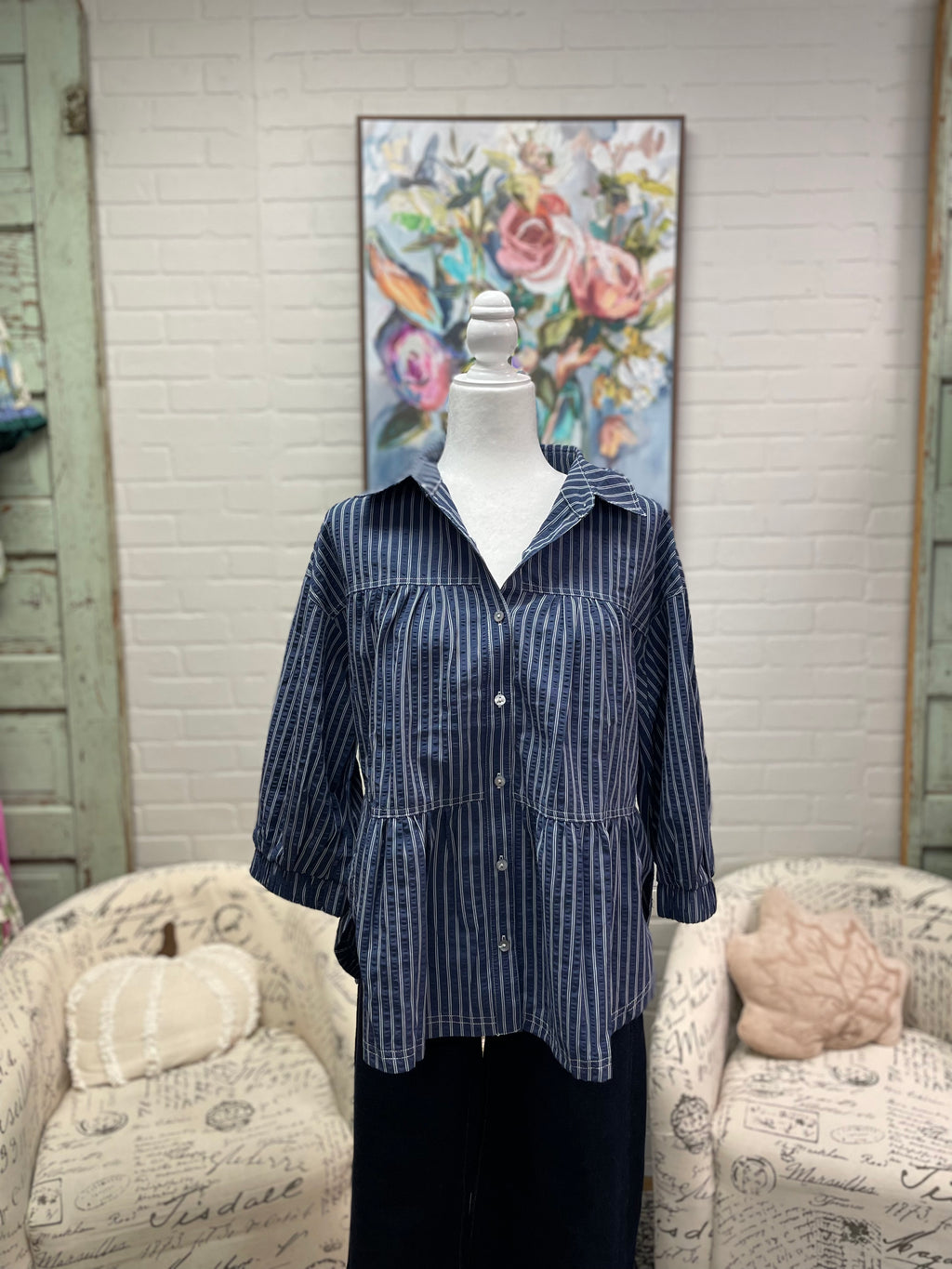Navy Striped Shirt