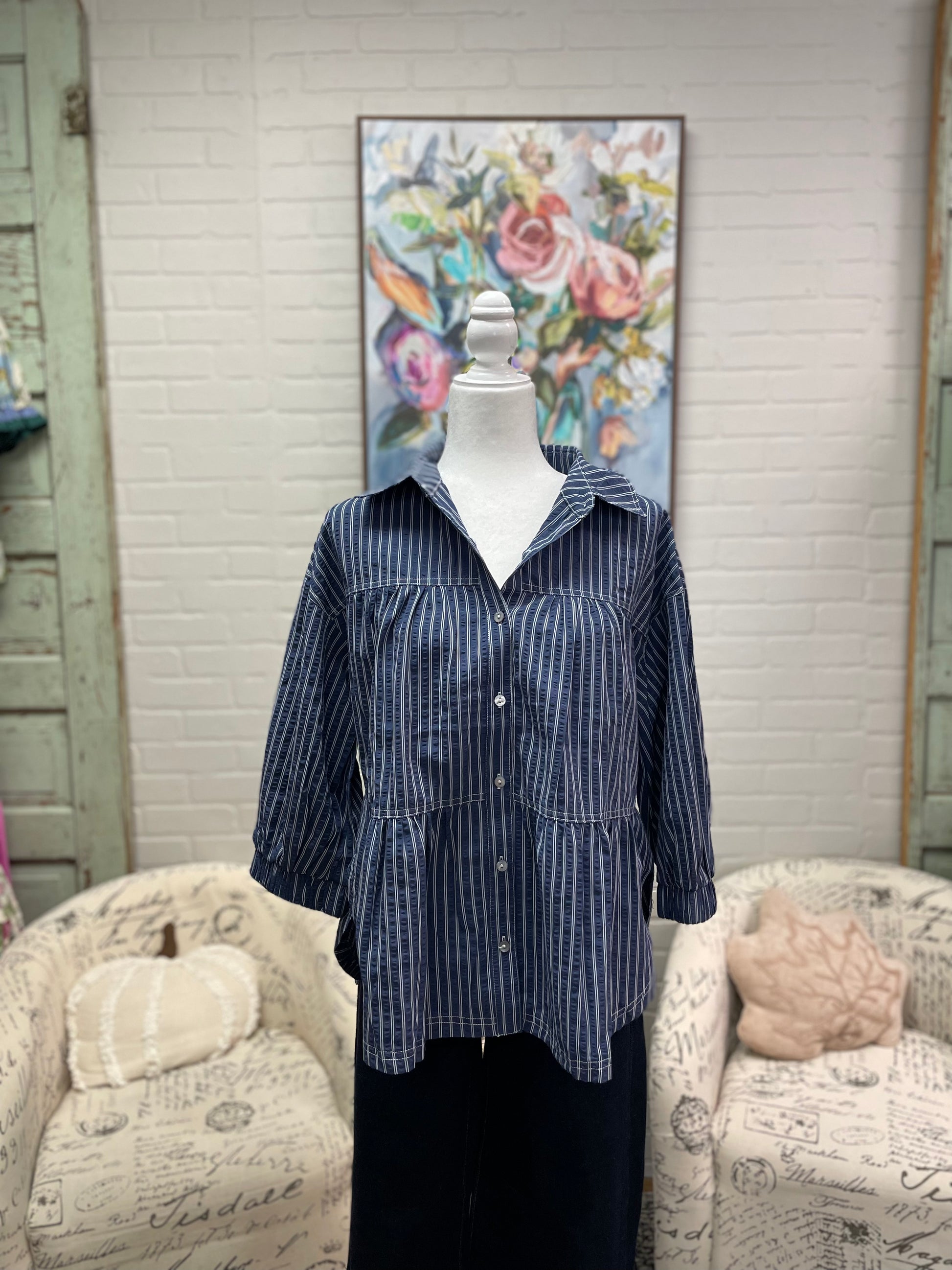 Navy Striped Shirt