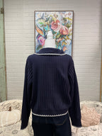 Navy Ribbed Half-Zip Sweater