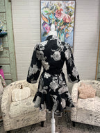 Black Floral Print Dress