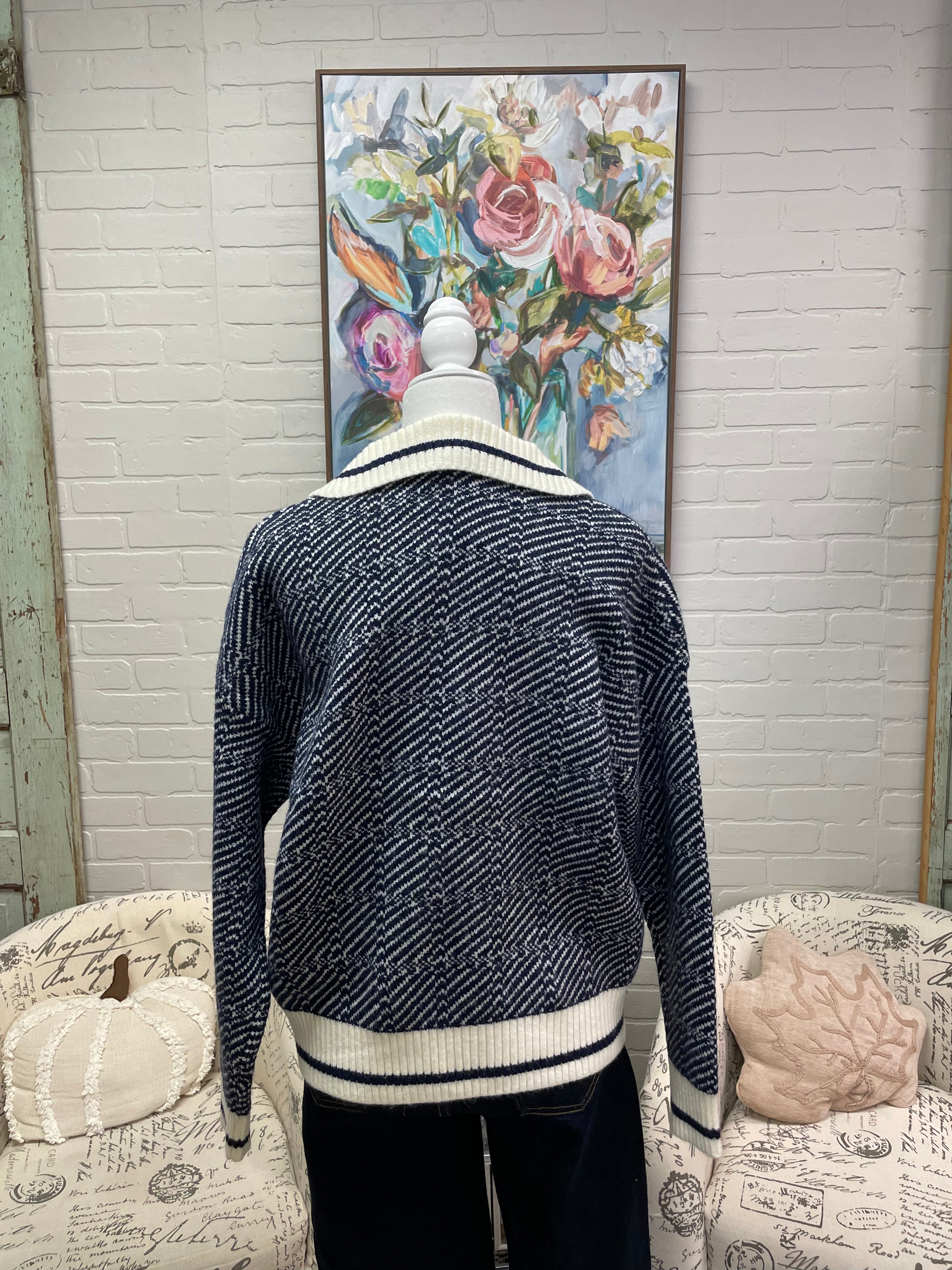 Navy Geometric Sweater