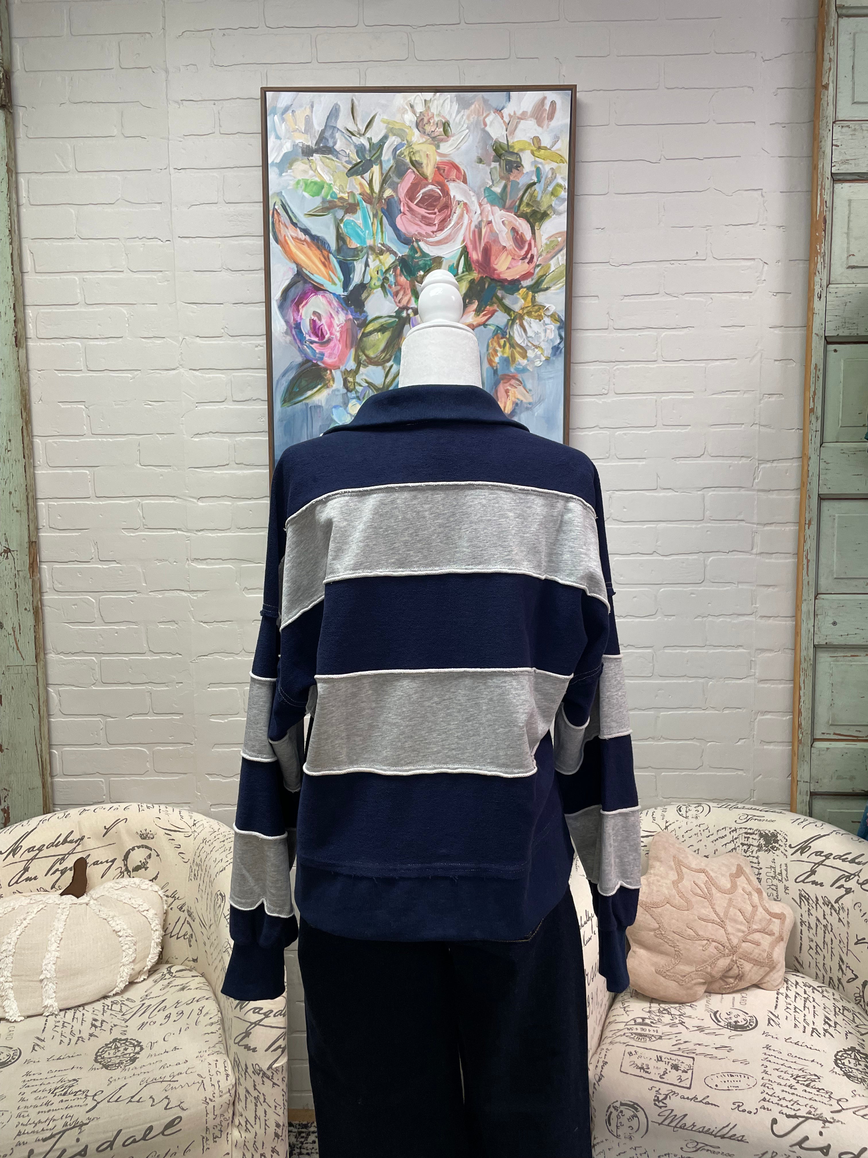 Navy Striped Rugby Sweatshirt