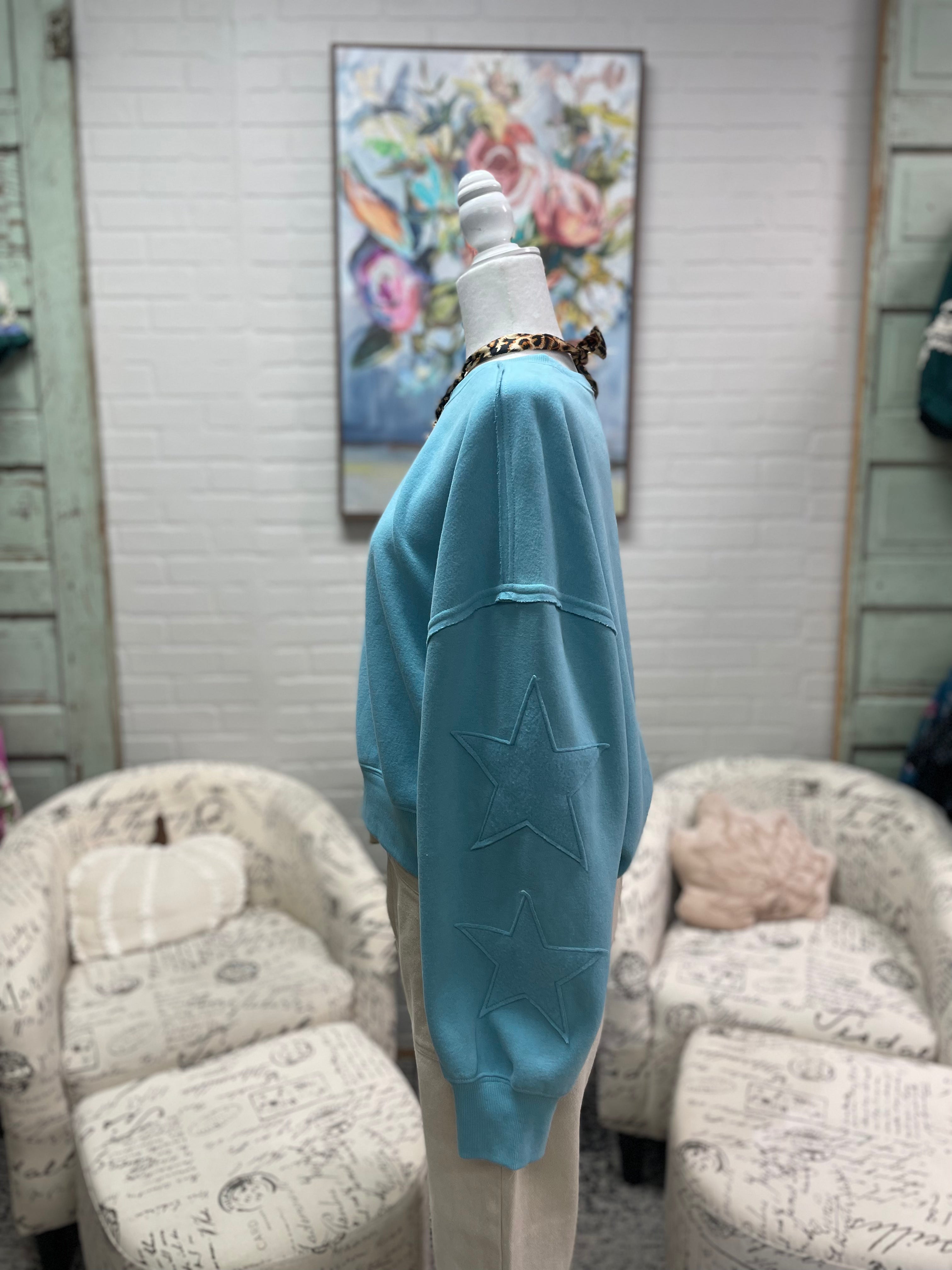 Sky Blue Star Patch Sweatshirt