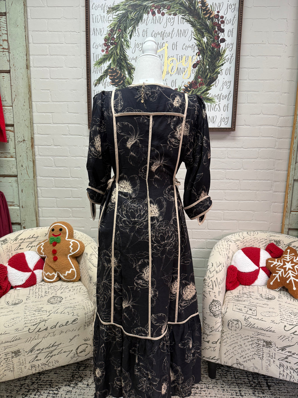 Black Floral Midi Dress