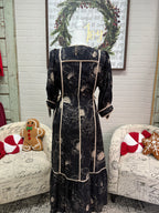 Black Floral Midi Dress