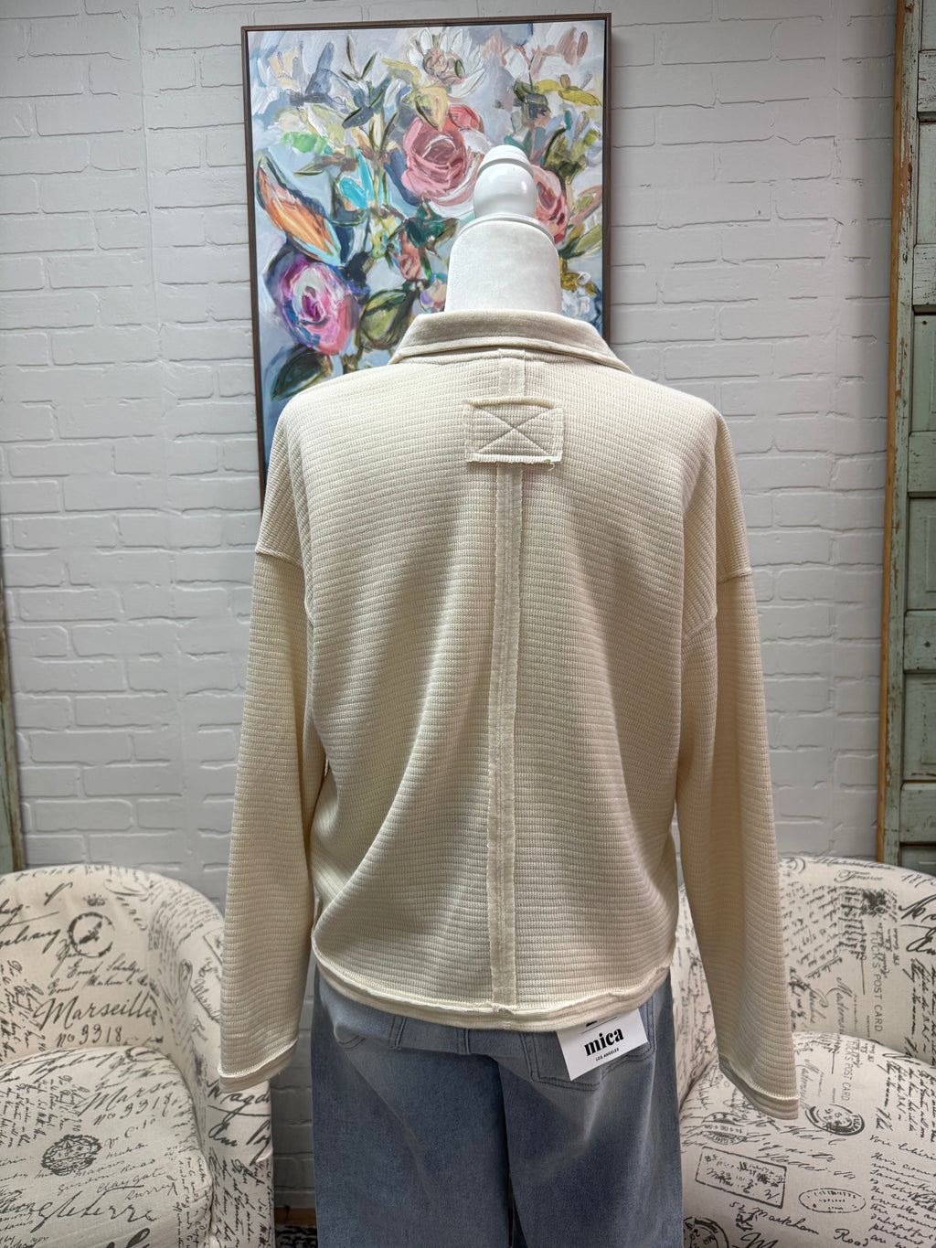 Cream Exposed Seam Polo