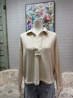 Cream Exposed Seam Polo