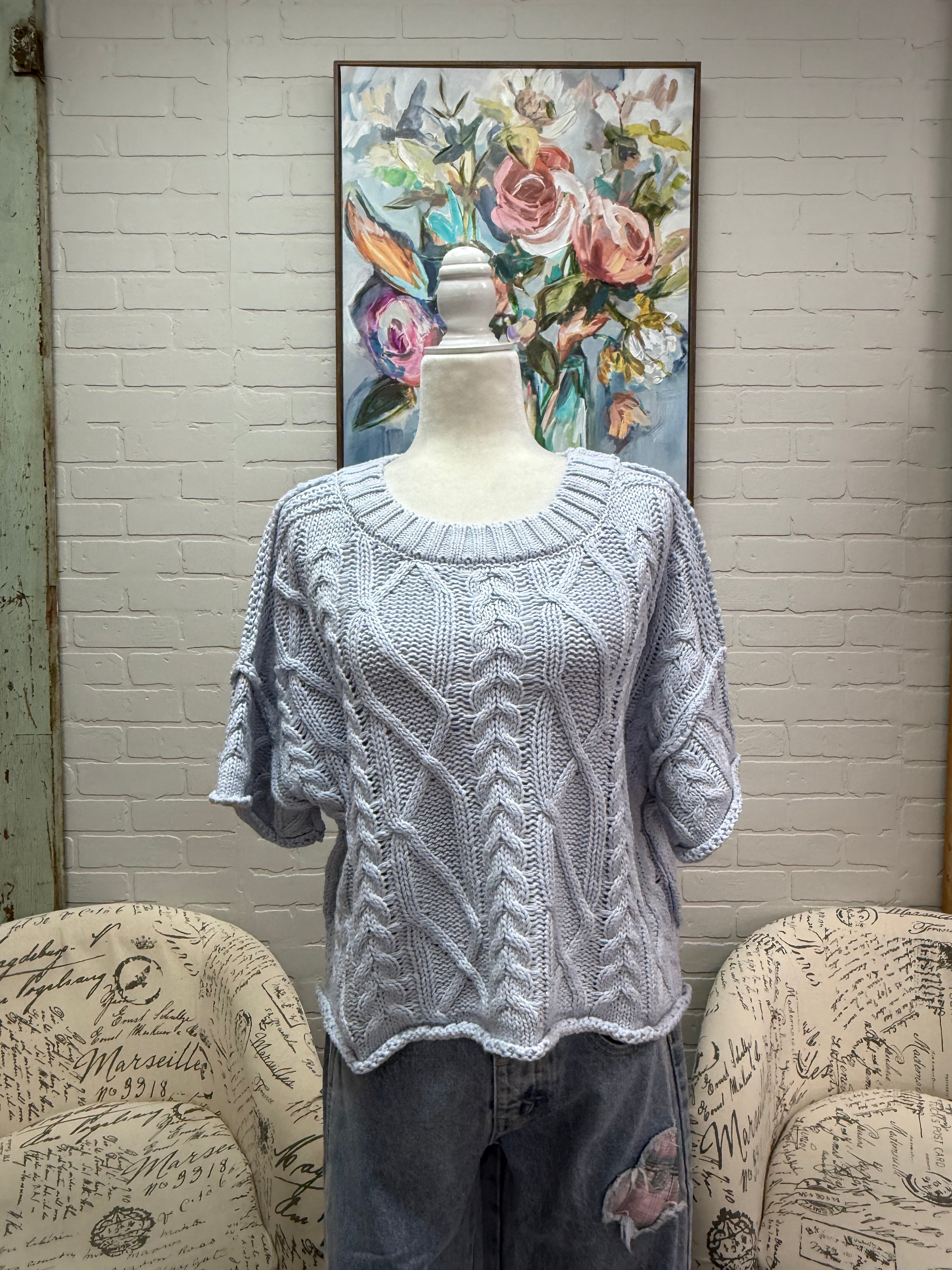 Light Blue Short Sleeved Sweater