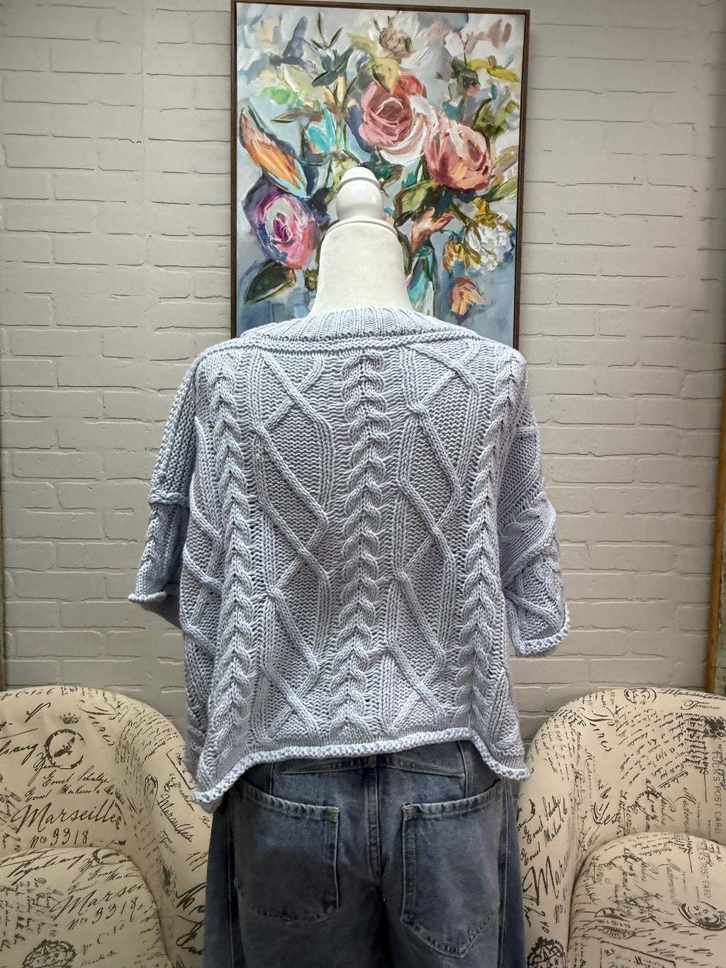 Light Blue Short Sleeved Sweater