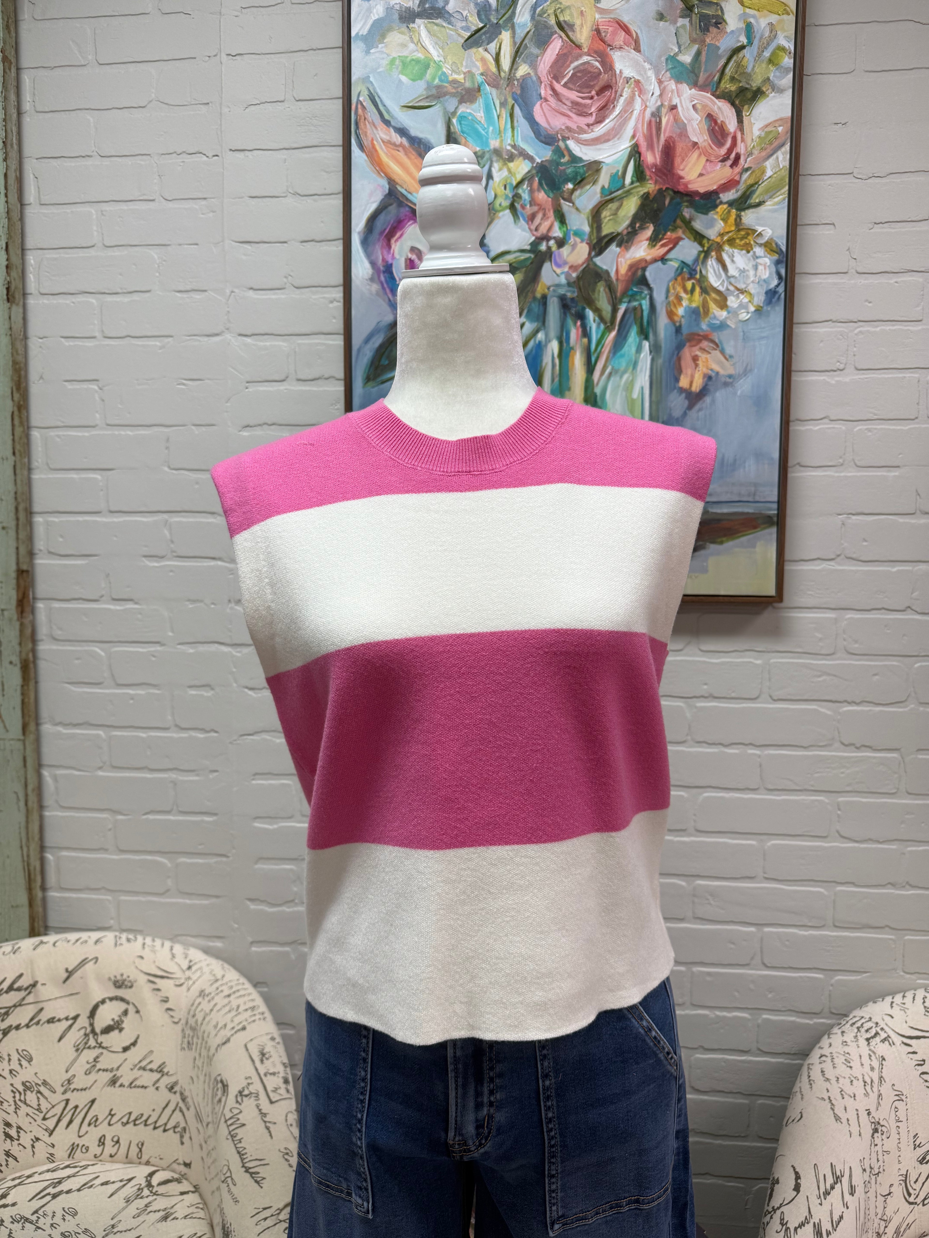 Pink & Cream Striped Sweater