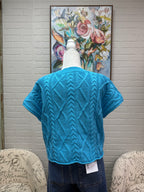Blue Short Sleeve Cable Knit Sweater
