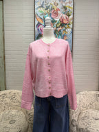 Pink Striped Button Up Sweater