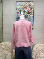 Pink Striped Button Up Sweater