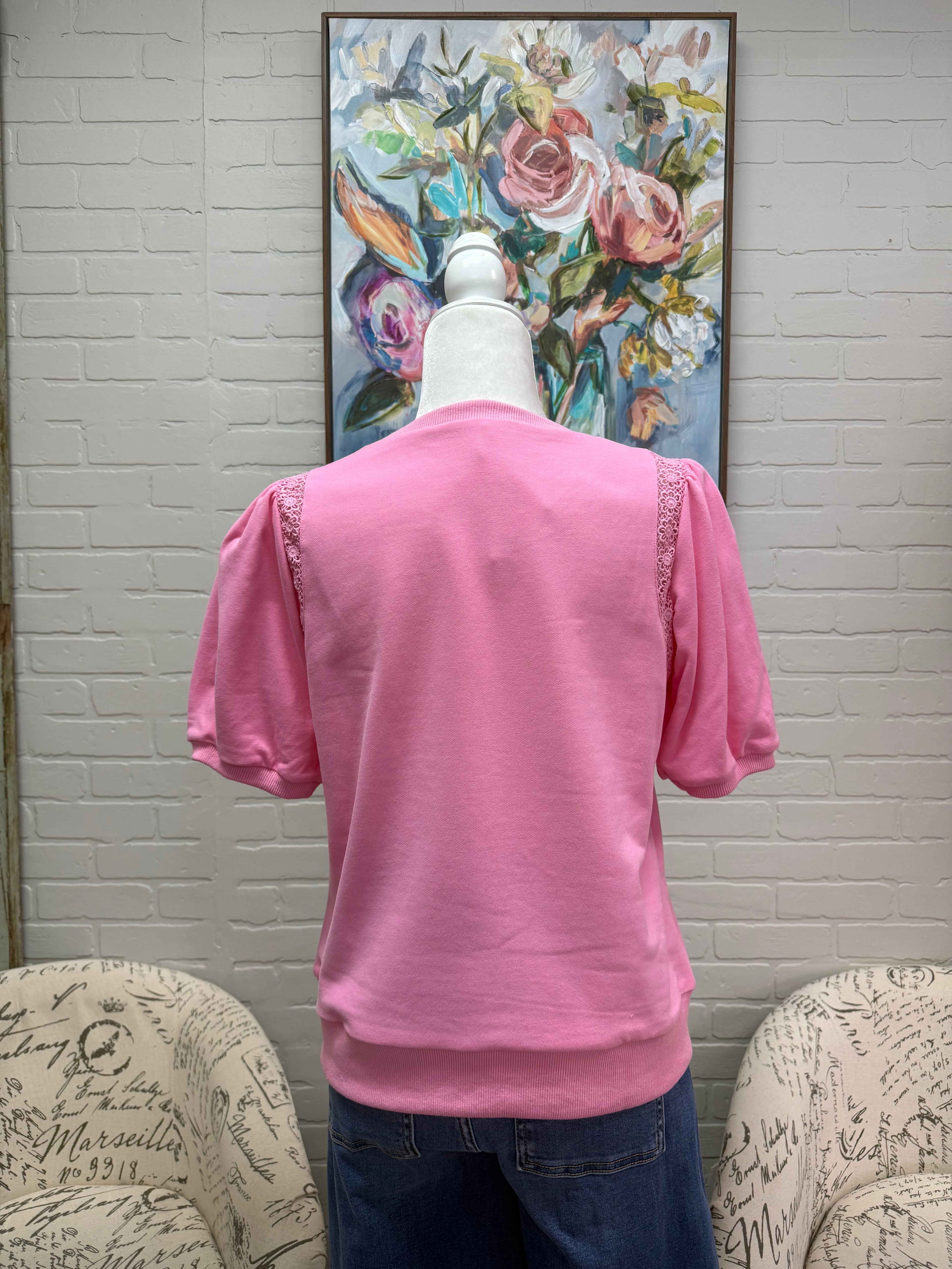 Pink Short Sleeved Sweatshirt