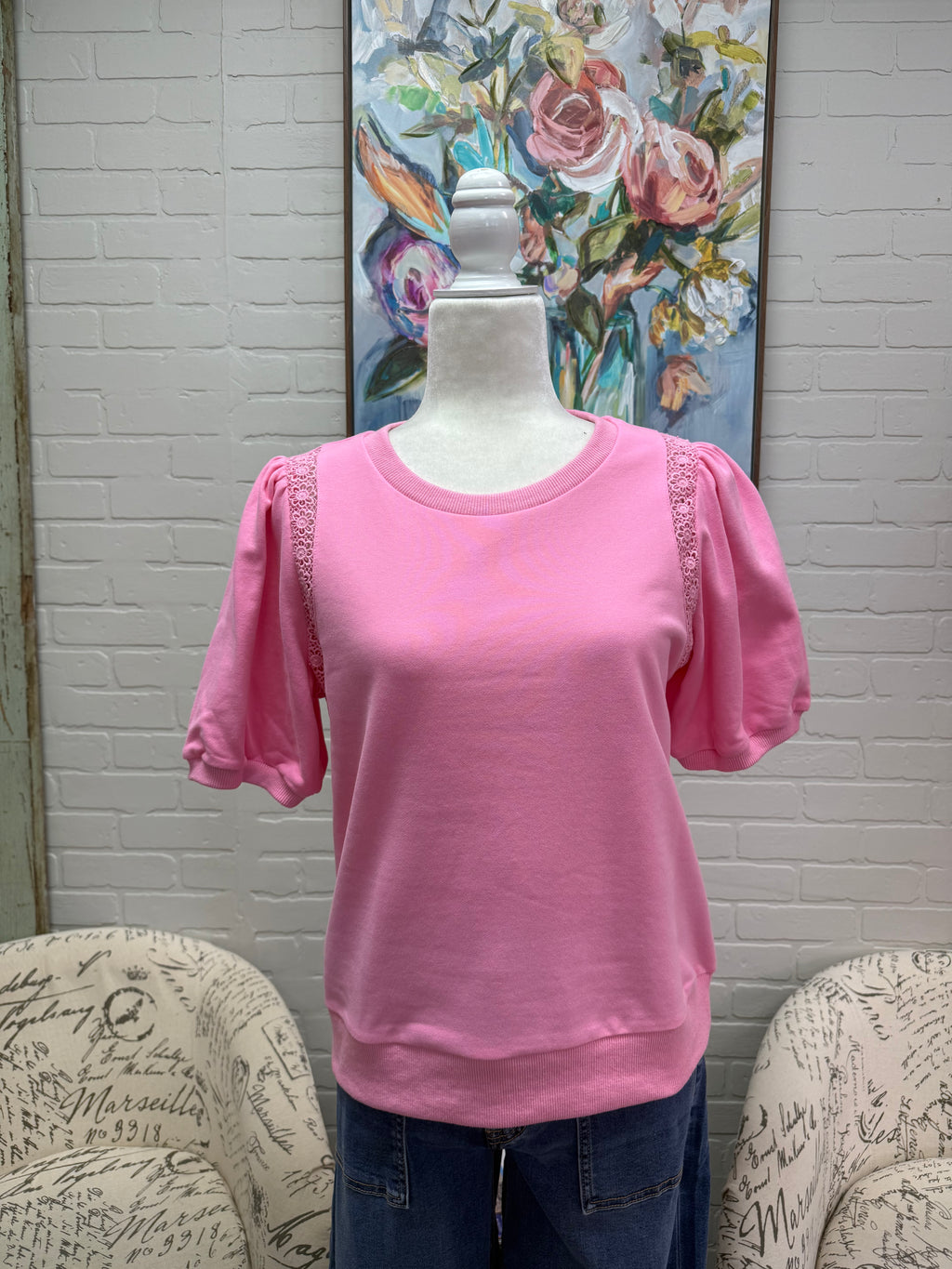 Pink Short Sleeved Sweatshirt