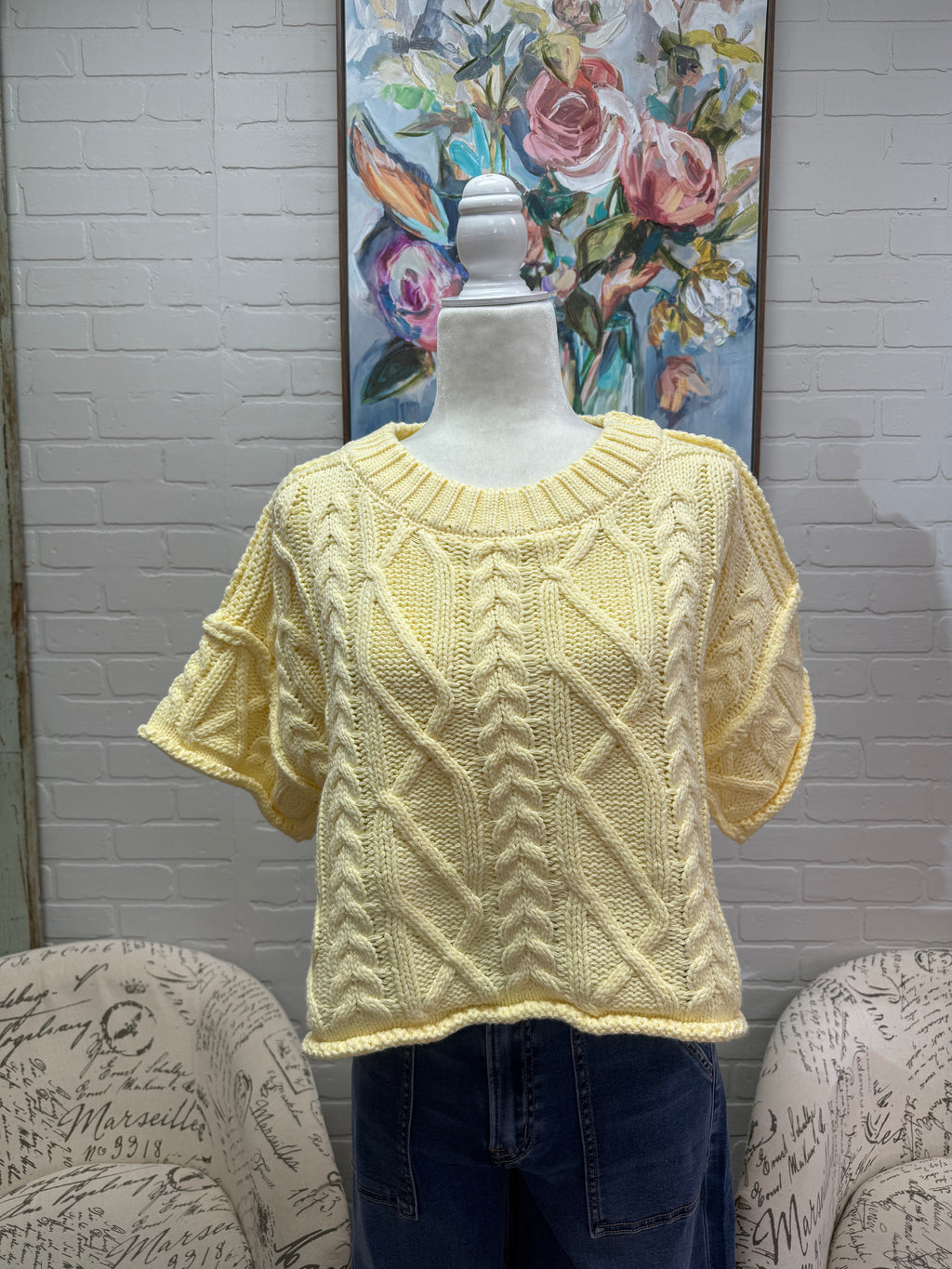 Butter Yellow Short Sleeved Sweater