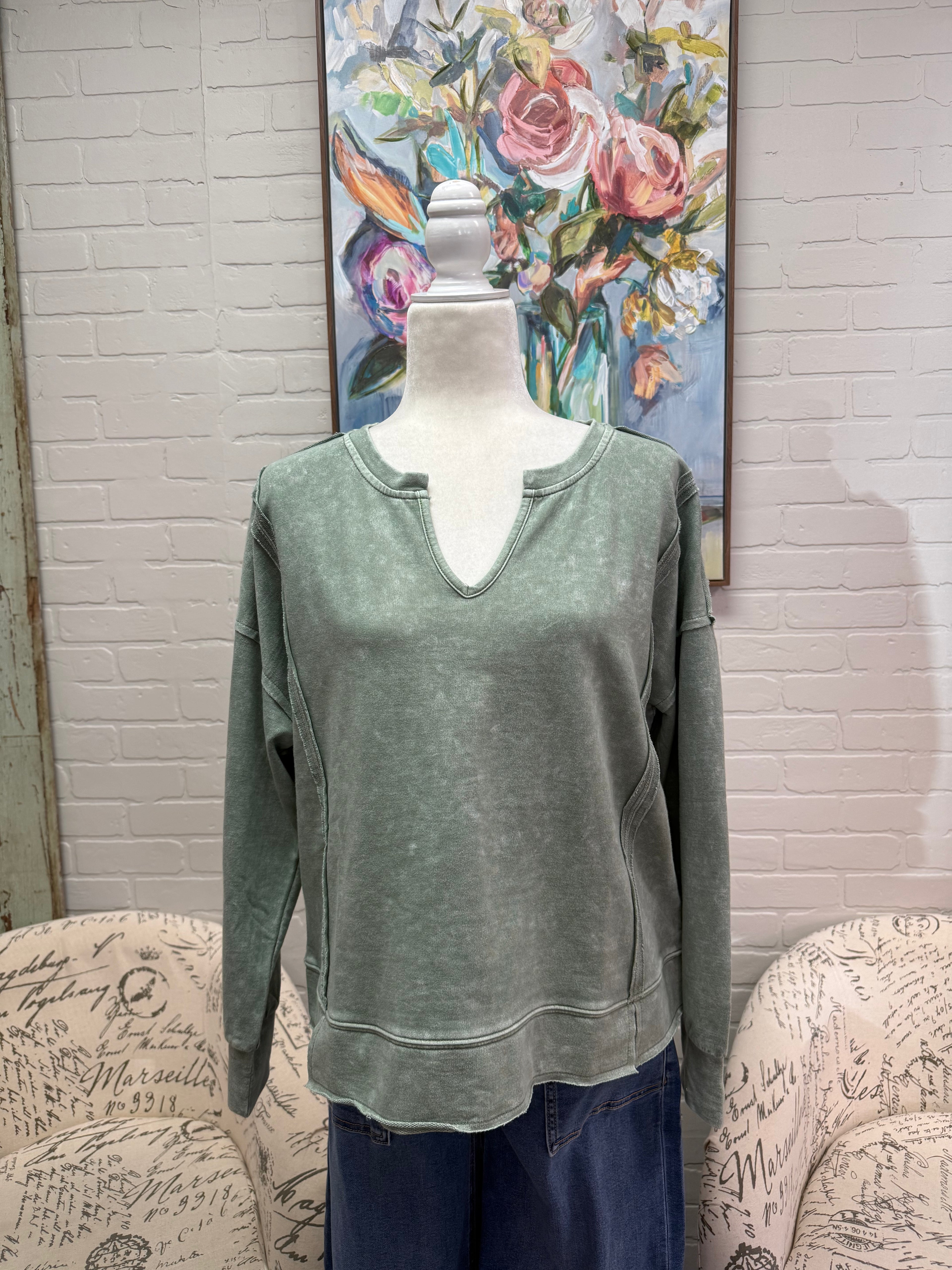Moss Green Long Sleeved Top