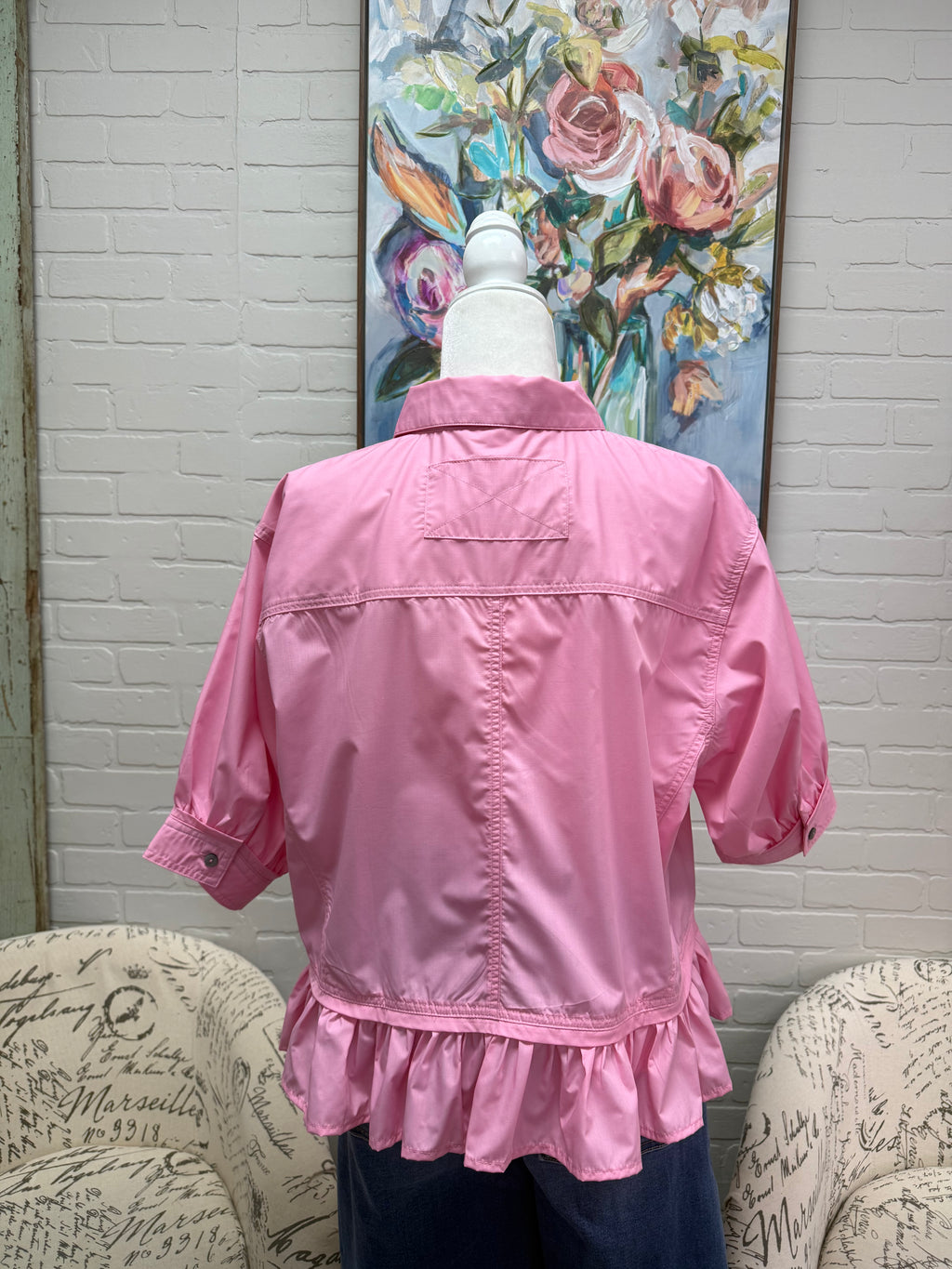 Pink Ruffle Hem Top
