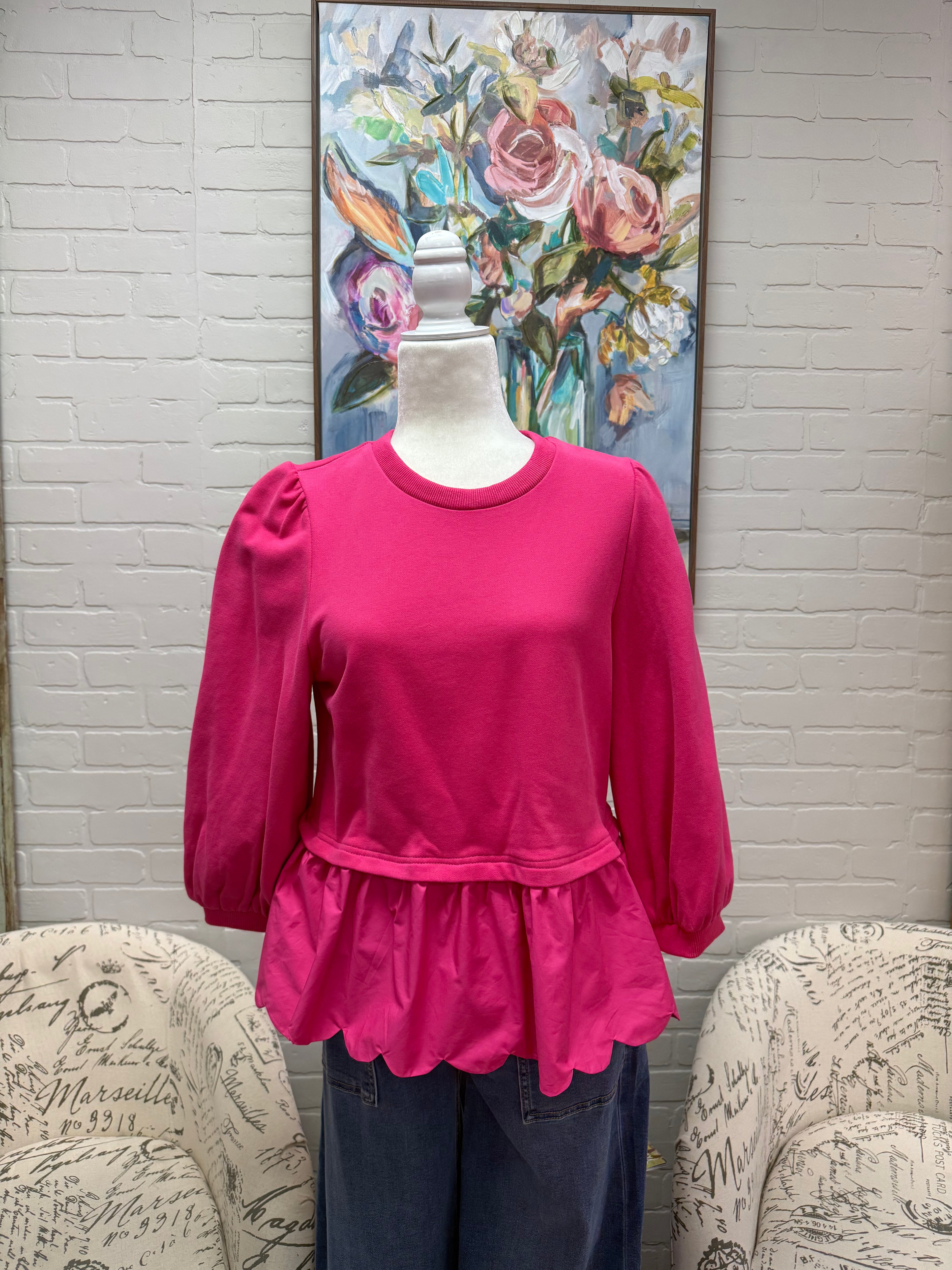 Hot Pink Scalloped Top