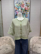Olive Striped Button Down Sweater