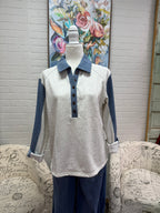 Denim Sleeved Sweatshirt