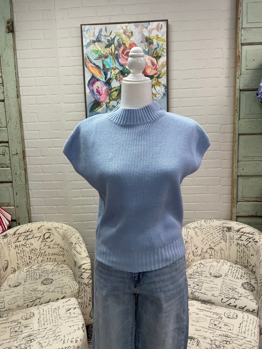 Blue Sleeveless Sweater