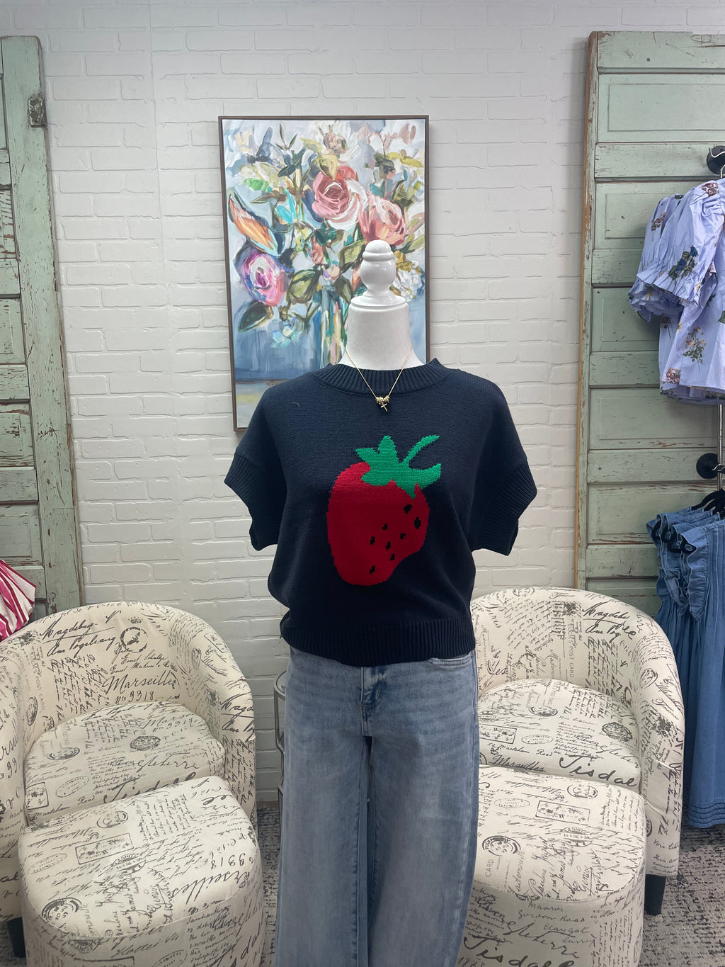 Strawberry Sleeveless Sweater