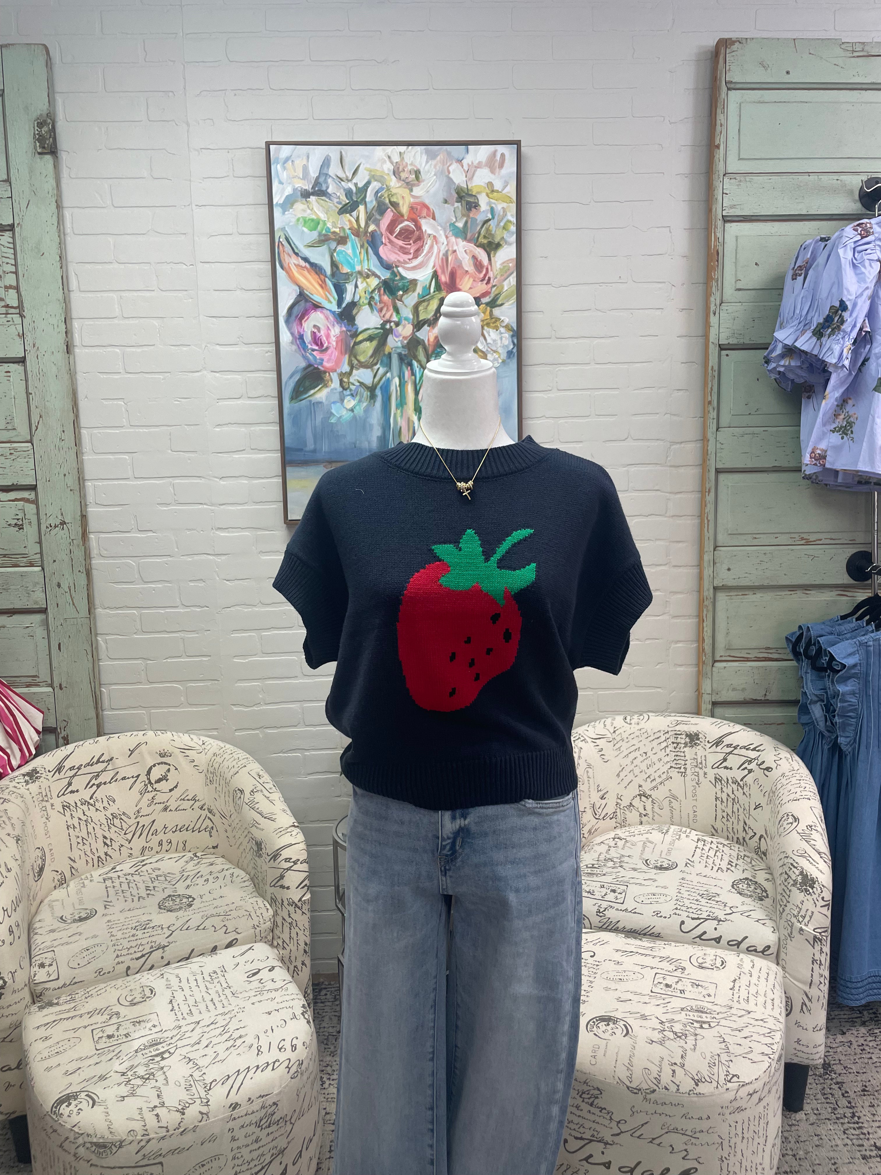 Strawberry Sleeveless Sweater