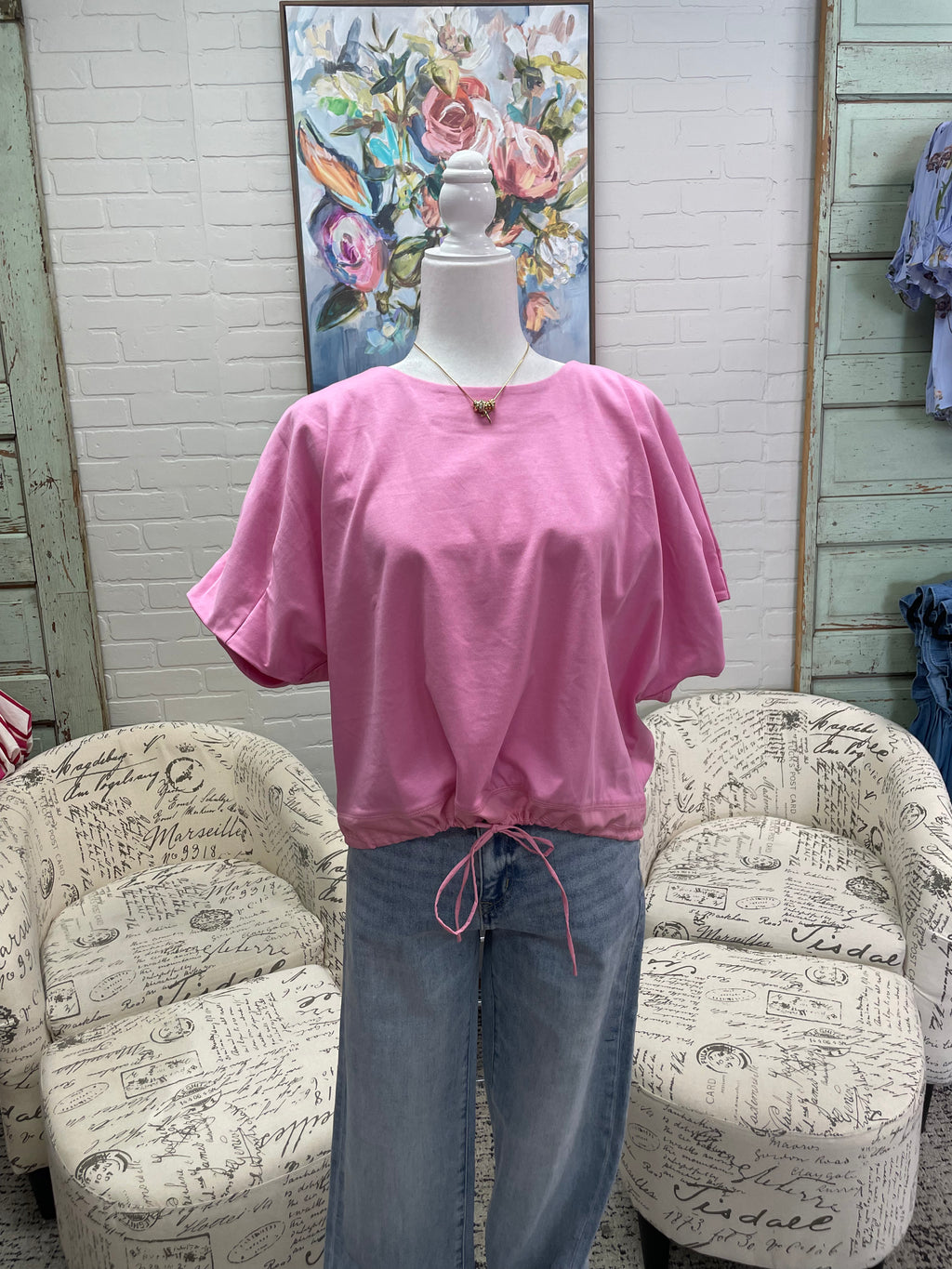 Bubblegum Drawstring Top