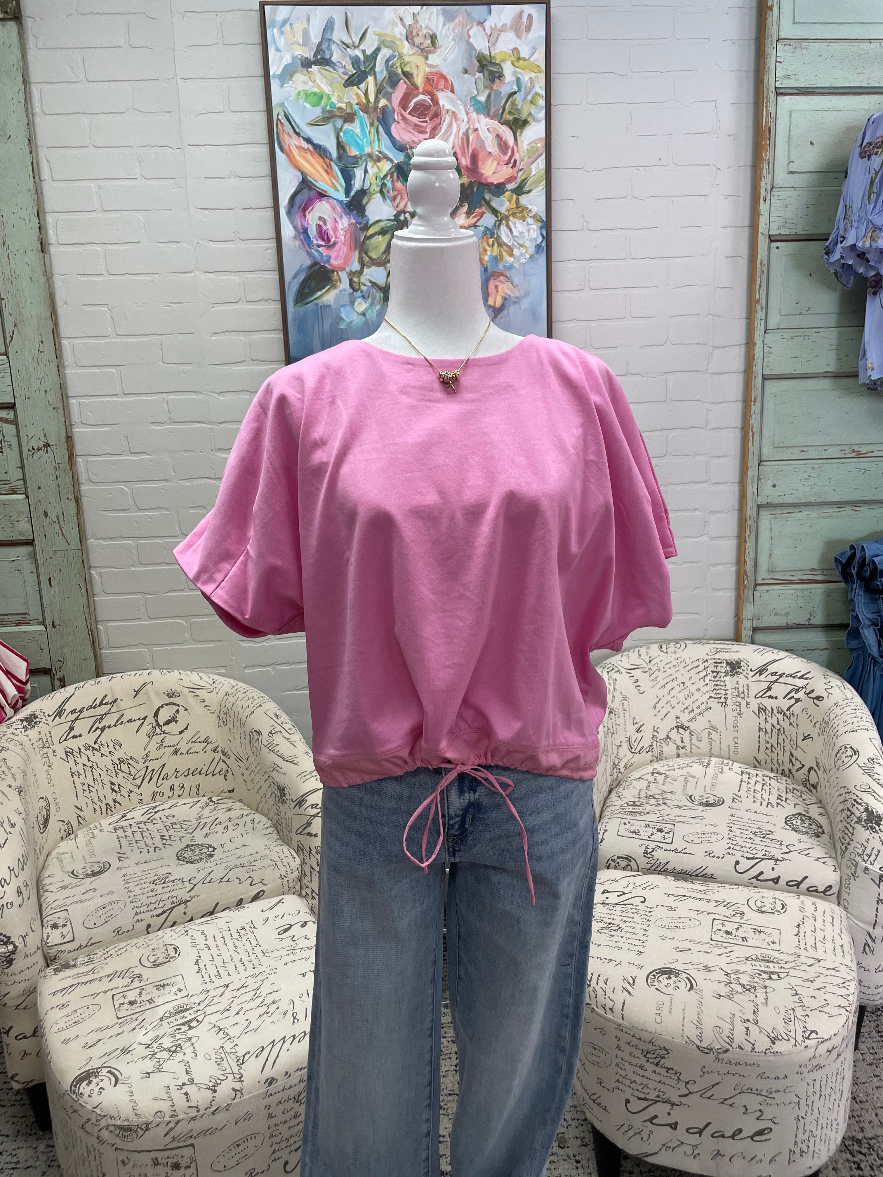 Bubblegum Drawstring Top