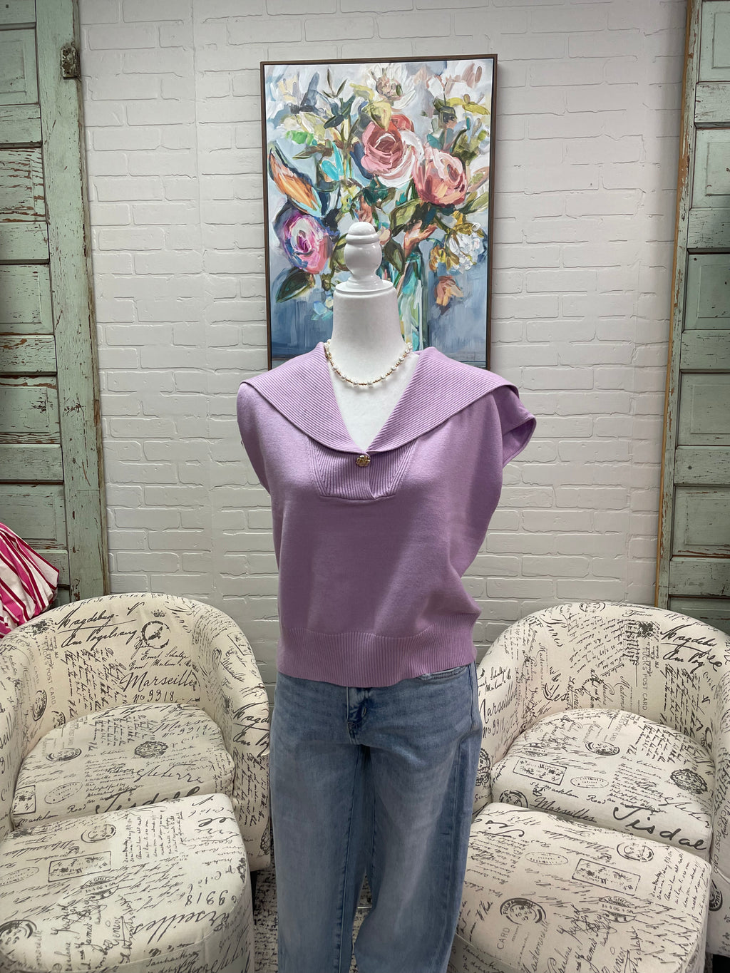 Lavender Collared Sweater