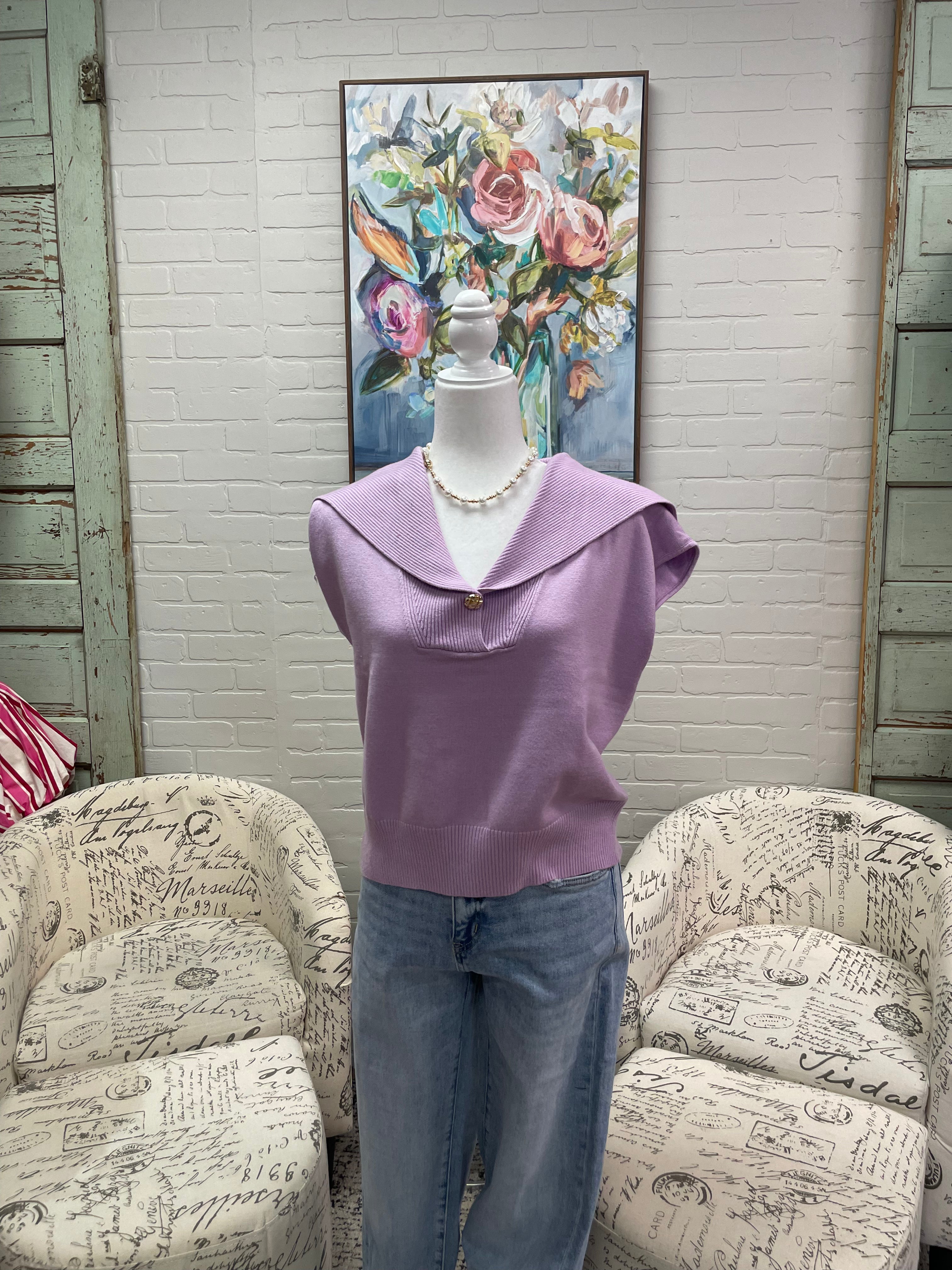 Lavender Collared Sweater
