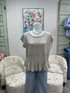 Taupe Smocked Top