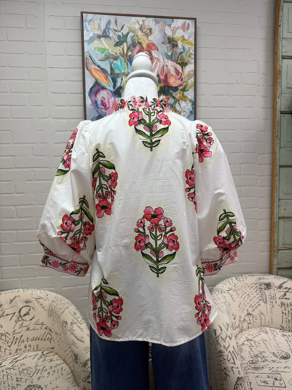 Cream Floral Blouse