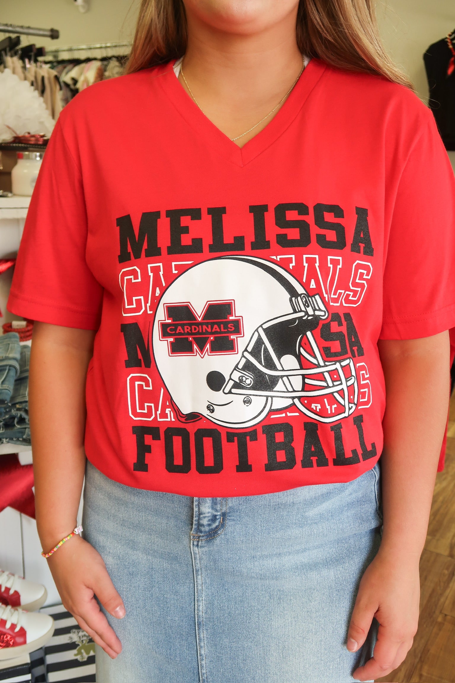 Red Melissa Football Tee