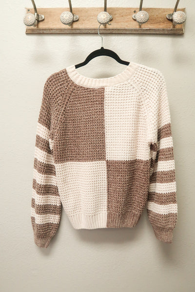 Mocha / Cream Colorblock Sweater